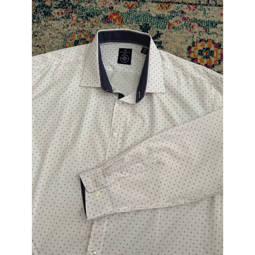 Construct Slim Fit Moisture Wicking Long Sleeve Button Down Shirt Business Sz 34